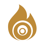 Icono dorado de una llama estilizada con un círculo central, representando el alma como fuerza vital del conocimiento.